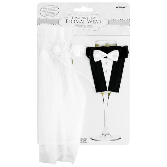 Bride &#x26; Groom Toasting Glass Formal Wear Set